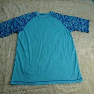 Reel Legends Blue Camo Sleeves Fishing Shirt Small
